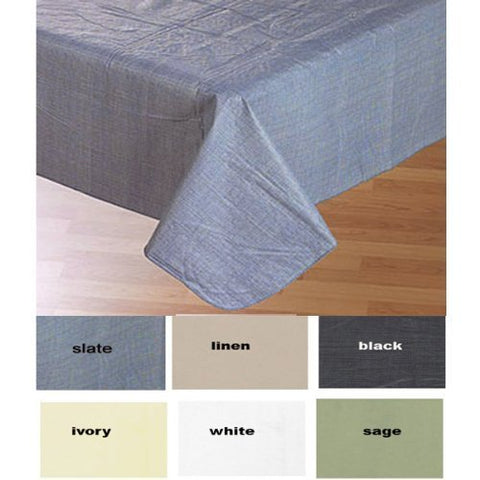 Buon Appetito Collection Solid Color Vinyl Tablecloth with Polyester Flannel Backing - Linen Square (52 inch  x 52 inch )