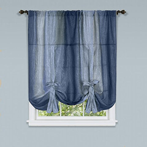 Ben&Jonah Collection Ombre Window Curtain Tie Up Shade 50x63 - Blue