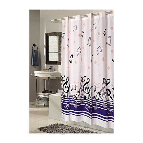 Park Avenue Deluxe Collection Park Avenue Deluxe Collection EZ-ON? inch Blue Note inch Polyester Shower Curtain
