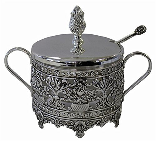 L'Shanah Tovah Happy&Healthy Decorative Dish Silver Plated/Glass 44181B - 4 inch H