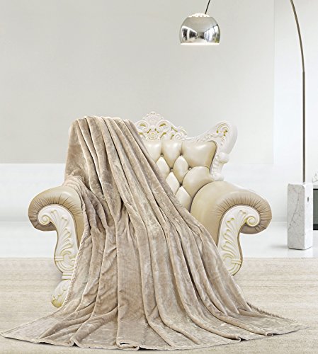 Ultra Lush Shiny Velvet Queen Size Microplush Blanket (90 inch x 90 inch ) - Linen