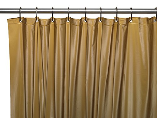 Park Avenue Deluxe Collection Park Avenue Deluxe Collection Premium 4 Gauge Vinyl Shower Curtain Liner w/ Weighted Magnets and Metal Grommets in Gold