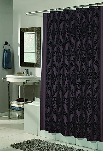 Royal Bath Collection King's Seal Regal Fabric Shower Curtain with Poly Taffeta Flocking in Black/Brown Size: 70 inch x 72 inch