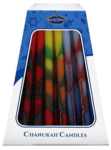 Lamp Lighters Ultimate Judaica Chanukah Candles - European Collection - 45 Pack - Blue/Yellow/Red - 6 inch