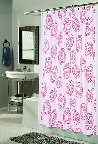 Garden of Eva Rose Design Lucerne Fabric Shower Curtain with Poly Taffeta Flocking in Red/White Size: 70 inch x 72 inch