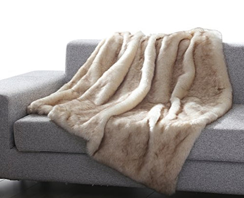 Into the Wild Heavy Faux Fur Throw Blanket (50 inch  x 60 inch ) - Brown Wolf