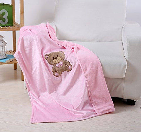 Ultra Soft Teddy Baby Blanket (30 inch  x 40 inch ) - Pink
