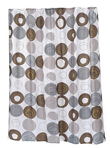 BenandJonah Collection Fabric Shower Curtain 70 x 72 inch Brown Dotted