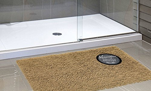 Royal Bath Collection Shaggy Chenille Ultra Plush Solid Color Large (21 inch x 34 inch ) 100% Cotton Bath Mat (Linen)