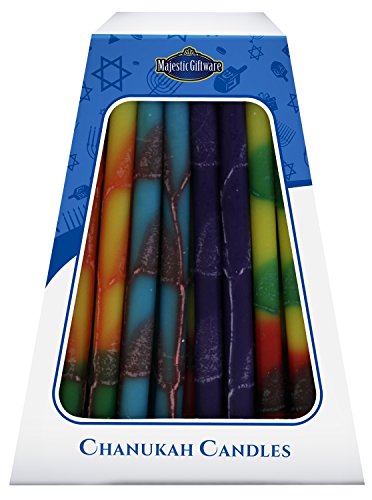 Lamp Lighters Ultimate Judaica Chanukah Candles - European Collection - 45 Pack - Orange/Purple/Yellow/Teal - 6 inch