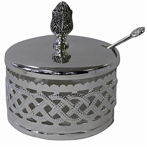 L'Shanah Tovah Happy&Healthy Decorative Dish Silver Plated/Glass 42391D - 3.5 inch H