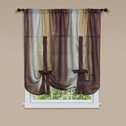 Ben&Jonah Collection Ombre Window Curtain Tie Up Shade 50x63 - Chocolate