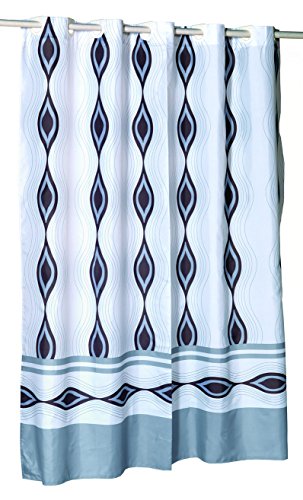 Royal Bath Easy On No Hooks Needed Extra Long (72 inch x 84 inch ) Fabric Shower Curtain with Built in Hooks - Harlequin