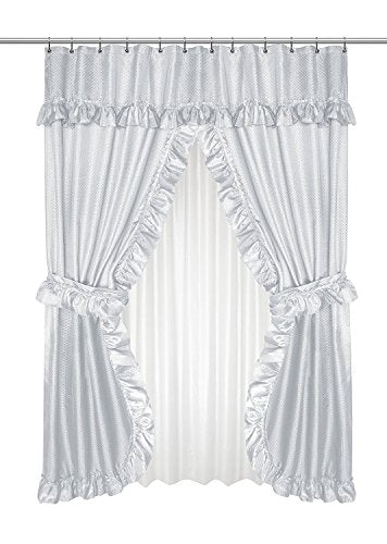 Park Avenue Deluxe Collection Park Avenue Deluxe Collection inch Lauren inch Double Swag Shower Curtain Silver