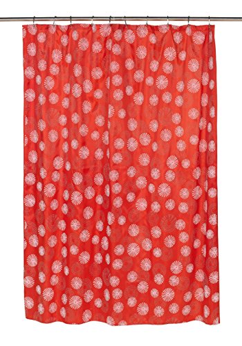 New Year's Fireworks Vienna Desing Fabric Shower Curtain with Poly Taffeta Flocking in White/Red Size: 70 inch x 72 inch