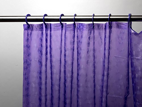 Royal Bath 3D Effect Embossed 5-Gauge PEVA Shower Curtain with Built-in Hooks (70 inch x 72 inch ) - Purple
