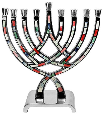 Lamp Lighters Ultimate Judaica Menorah Pewter Multi-color - 8.5 inch H