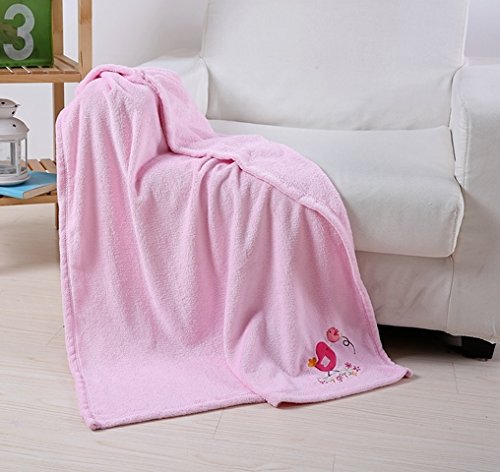 Ultra Soft Embroidered Baby Blanket (30 inch x 40 inch ) - Pink