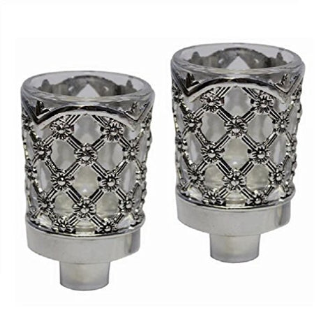 5th Avenue Collection Neronim Set of 2 Candle Holders Silver Plated 3 inch H
