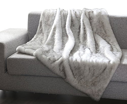 Into the Wild Heavy Faux Fur Throw Blanket (50 inch  x 60 inch ) - Grey Wolf