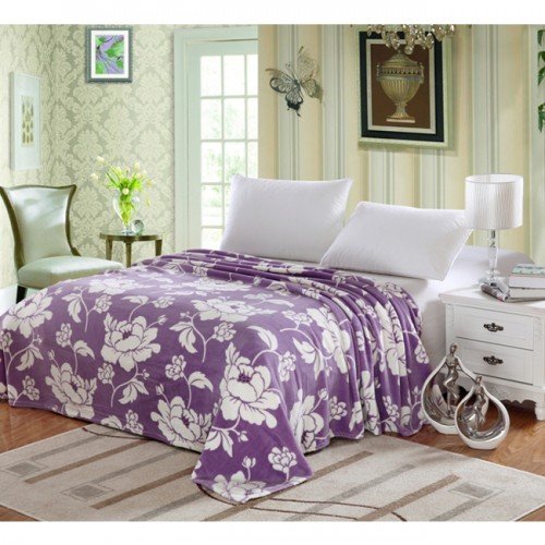 Ben&Jonah Designer Plush Full Madison Micro Fleece Jacquard Blanket -Purple