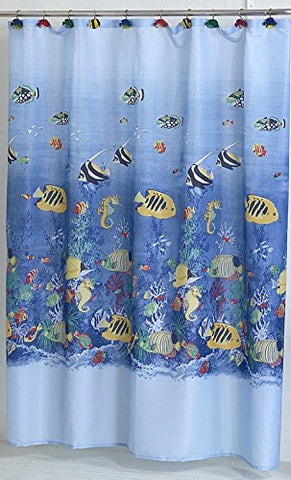 Under the Sea Coral Life Fabric Shower Curtain Size: 70 inch  x 72 inch 