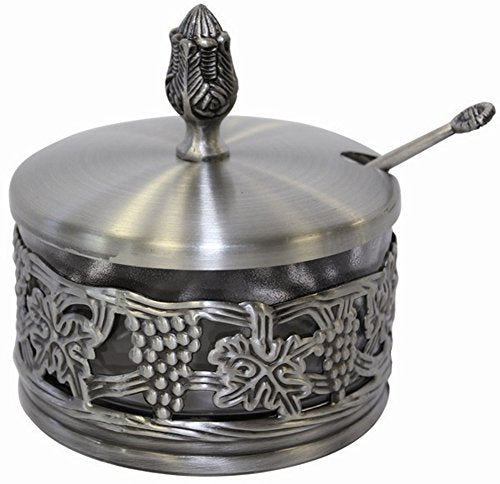 L'Shanah Tovah Happy&Healthy Decorative Dish Pewter/Glass 44121K - 3.5 inch H