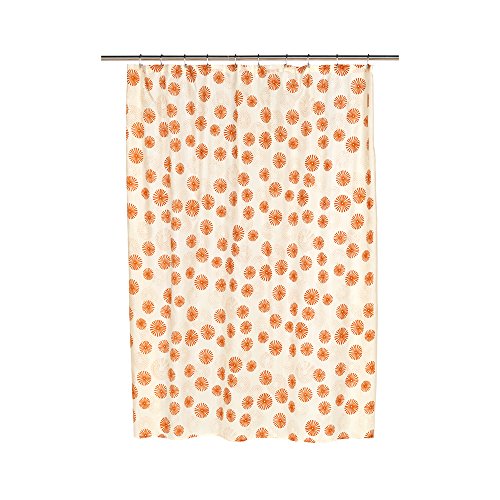 Park Avenue Deluxe Collection Park Avenue Deluxe Collection inch Vienna inch Fabric Shower Curtain with Poly Taffeta Flocking in Tangerine/Ivory