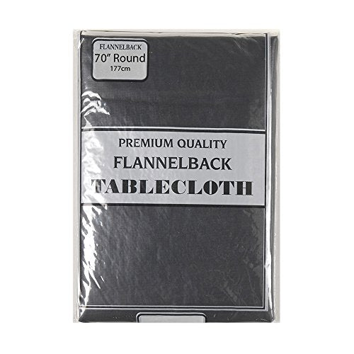 Park Avenue Deluxe Collection Park Avenue Deluxe Collection 70'' Round Vinyl Tablecloth with Polyester Flannel Backing in Black