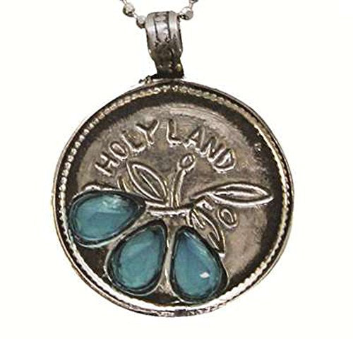 Silver Necklace With Holyland Pendant - Chain 16 inch Pendant 3/4 inch D