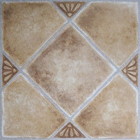 Park Avenue Collection NEXUS Beige Clay Diamond with Accents 12 Inch x 12 Inch Self Adhesive Vinyl Floor Tile #335 - 20 Tiles