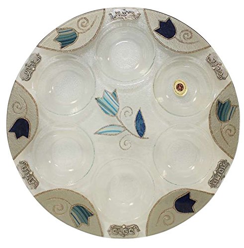 Seder Plate Round - Ocean Tulip - 14 inch D