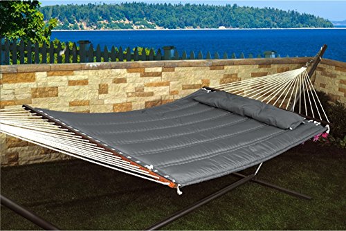 Patio Bliss Hammock Quilted with Pillow with inch S inch Stitch - Gray
