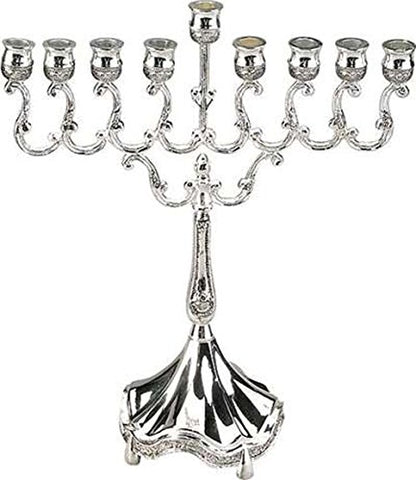 Lamp Lighters Ultimate Judaica Silver Plated Menorah - Â 8 inch  H X 6.5 inch  W