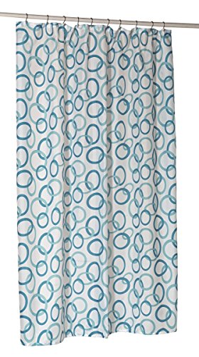 Royal Bath Extra Long Water Repellant Fabric Shower Curtain Liner with Weighted Hem (70 inch x 84 inch ) - Circles