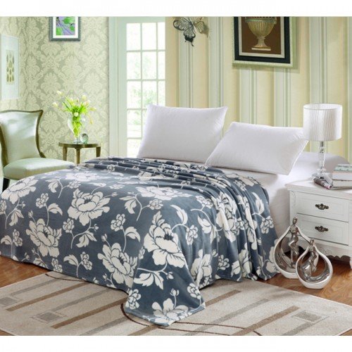 Ben&Jonah Designer Plush King Madison Micro Fleece Jacquard Blanket -Charcoal