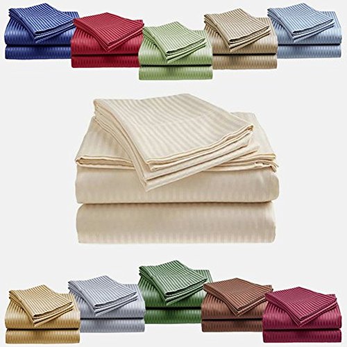 Cozy Home 1800 Series Embossed Striped 4-Piece Sheet Set King - White