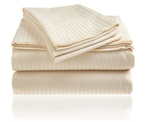 Cozy Home 1800 Series Embossed Striped 4-Piece Sheet Set King - Ivory