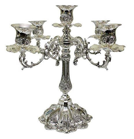 5th Avenue Collection Silver Plated Candelabra 5 Branch - 12 inch H