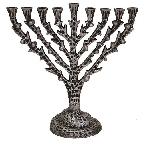 Lamp Lighters Ultimate Judaica Eitz Chaim Tree of Life Hanukkah Menorah (8 inch Silver)