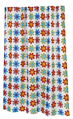 BenandJonah Collection Fabric Extra Long Shower Curtain 70 x 84 inch Flowers