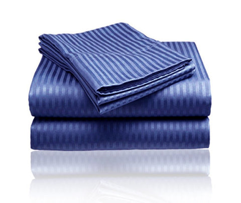 Cozy Home 1800 Series Embossed Striped 3-Piece Sheet Set Twin - Navy