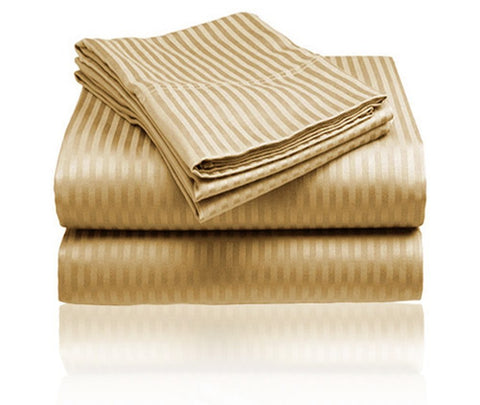 Cozy Home 1800 Series Embossed Striped 4-Piece Sheet Set Full - Gold