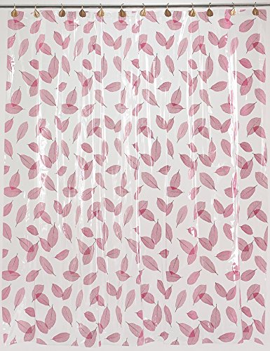 Royal Bath Autumn Leaves 5 Gauge Vinyl Print Shower Curtain Liner (72 inch x 72 inch ) - Burgundy