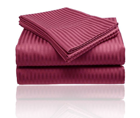 Cozy Home 1800 Series Embossed Striped 3-Piece Sheet Set Twin - Burgundy