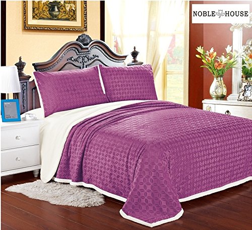 Cozy Living Ultra Soft Reversible Queen Blanket with Sherpa Lining - Mauve