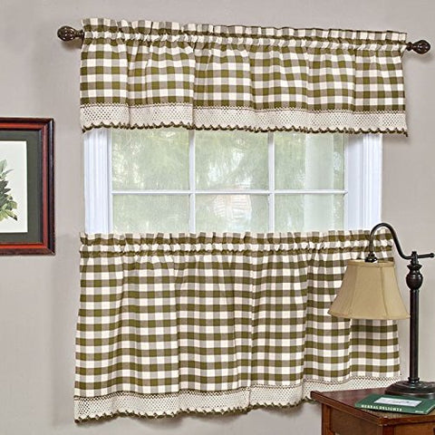 Ben&Jonah Collection Buffalo Check Window Curtain Tier Pair - 58x24 - Taupe