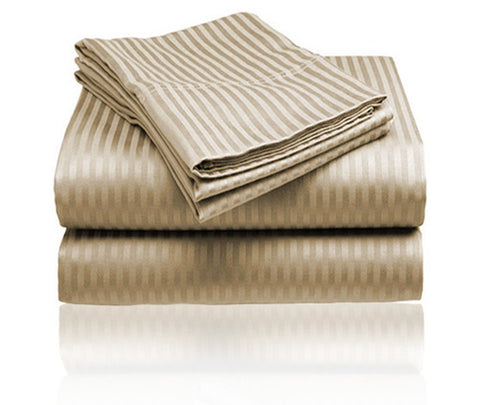 Cozy Home 1800 Series Embossed Striped 4-Piece Sheet Set King - Beige