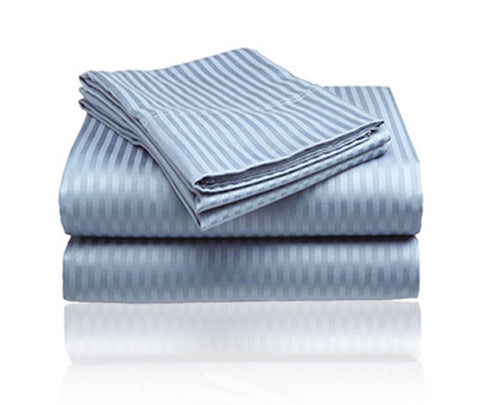 Cozy Home 1800 Series Embossed Striped 4-Piece Sheet Set Full - Light Blue