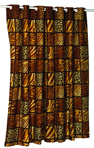 Royal Bath Easy On No Hooks Needed Stall Size (54 inch x 78 inch ) Fabric Shower Curtain with Built in Hooks - Wild Encounter